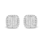 Bids.com 10K White Gold Invisible Set 1/2 Cttw Diamond Composite and Halo Stud Earrings (H-I Color, I1-I2 Clarity) Earrings Gray White.Gold / 0.54