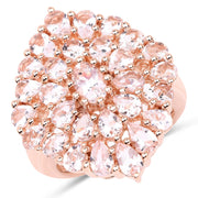 Bids.com 18K Rose Gold Plated 4.55 Carat Genuine Morganite .925 Sterling Silver Ring Rings White Smoke size 6.00,size 7.00,size 8.00,size 5.00,size 9.00