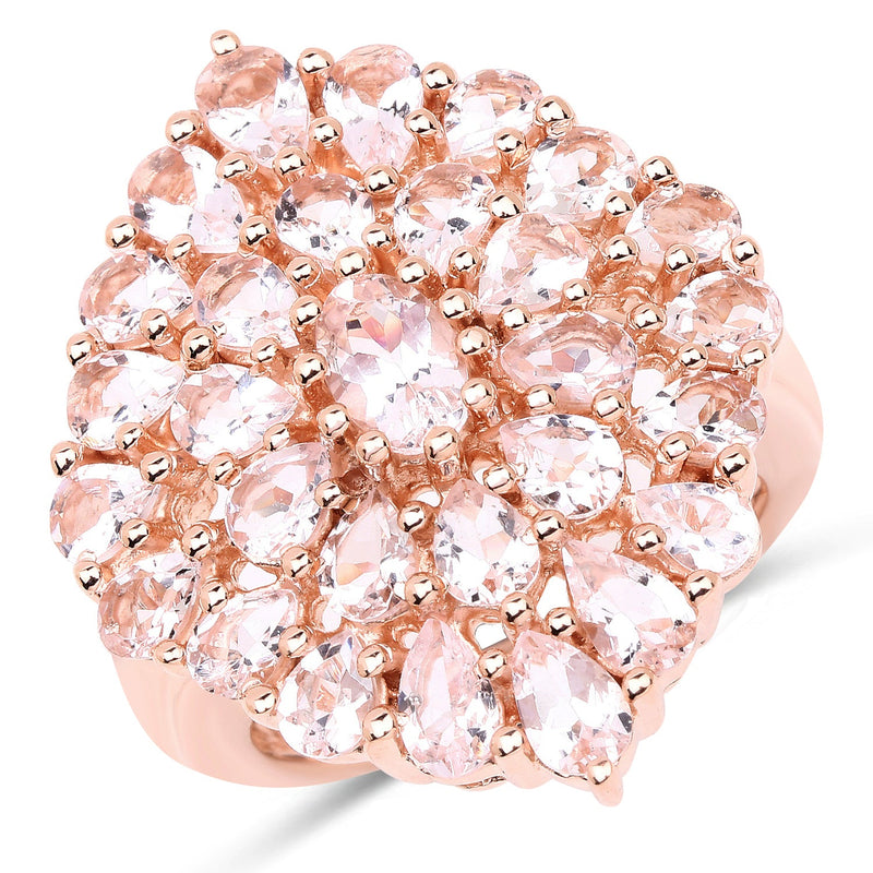 Bids.com 18K Rose Gold Plated 4.55 Carat Genuine Morganite .925 Sterling Silver Ring Rings White Smoke size 6.00,size 7.00,size 8.00,size 5.00,size 9.00