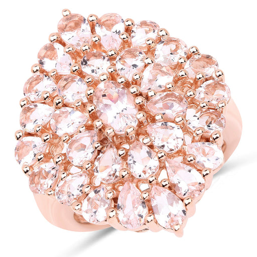 Bids.com 18K Rose Gold Plated 4.55 Carat Genuine Morganite .925 Sterling Silver Ring Rings White Smoke size 6.00,size 7.00,size 8.00,size 5.00,size 9.00