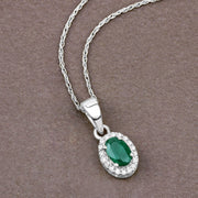 Bids.com 0.81 Carat Genuine Zambian Emerald and White Diamond 14K White Gold Pendant Pendants Dim Gray