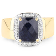 Bids.com 14K Yellow Gold Plated 4.07 Carat Dyed Sapphire and White Topaz .925 Sterling Silver Ring Rings White Smoke size 6.00,size 7.00,size 8.00,size 9.00