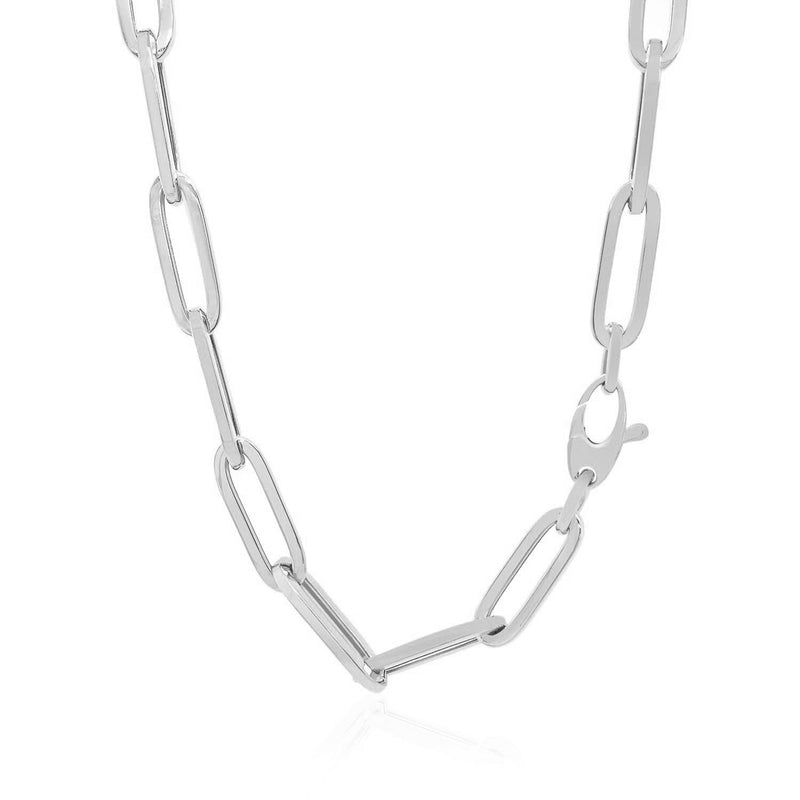 Bids.com 14K White Gold Wide Paperclip Chain (6.1mm) Necklaces White Smoke 18 / White Gold