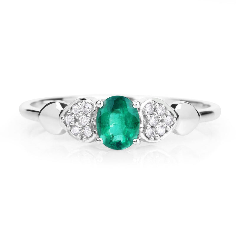 Bids.com 0.36 Carat Genuine Zambian Emerald and White Diamond 14K White Gold Ring Rings White Smoke size 5.00,size 6.00,size 7.00,size 8.00,size 9.00