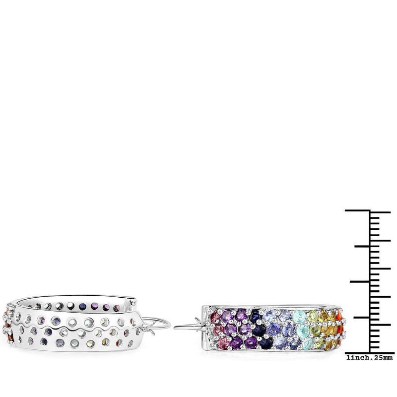 Bids.com 8.79 Carat Genuine Multi Stones .925 Sterling Silver Earrings Earrings White Smoke
