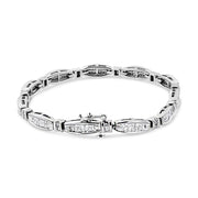 Bids.com 14K White Gold 2.0 Cttw Princess and Round Diamond Bar and Link Bracelet (I-J Color, I1-I2 Clarity) - 7.25" Inches Bracelets White Smoke White.Gold / 7.25