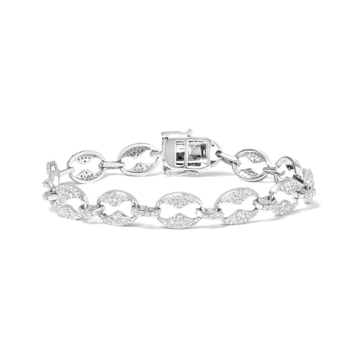 Bids.com 14K White Gold 1 1/2 Cttw Round Diamond Set Link Bracelet (I-J Color, I1-I2 Clarity) - 7" Bracelets White Smoke White.Gold / 7