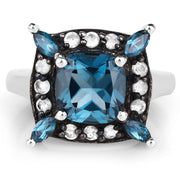 Bids.com 3.24 Carat Genuine London Blue Topaz and White Topaz .925 Sterling Silver Ring Rings White Smoke size 6.00,size 8.00,size 7.00,size 9.00