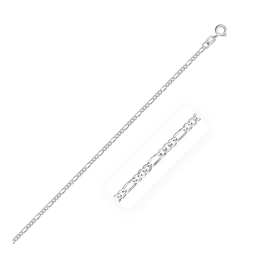 Bids.com 14k White Gold Solid Figaro Chain 1.9mm Necklaces White Smoke 16 / White Gold,18 / White Gold,20 / White Gold,24 / White Gold