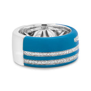 Bids.com .925 Sterling Silver Turquoise Enamel 5/8 Cttw Round Diamond Wide Band Statement Ring (F-G Color, VS1-VS2 Clarity) - Size 7 Rings White Smoke 7 / White.Sterling Silver