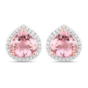 Bids.com 3.27 Carat Genuine Morganite and White Diamond 14K Rose Gold Earrings Earrings White Smoke