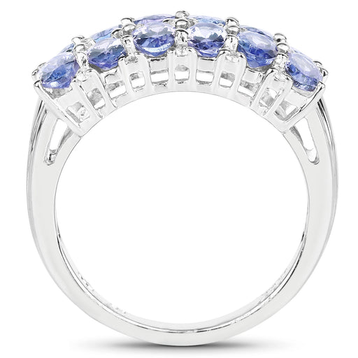 Bids.com 3.16 Carat Genuine Tanzanite & White Topaz .925 Sterling Silver Ring Rings White Smoke size 6.00,size 8.00,size 7.00,size 9.00,size 5.00,size 10.00
