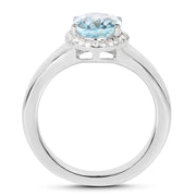 Bids.com 2.63 Carat Genuine  Blue Topaz and White Topaz .925 Sterling Silver Ring Rings White Smoke size 8.00,size 6.00,size 7.00,size 5.00,size 9.00