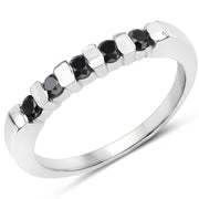 Bids.com 0.50 Carat Genuine Black Diamond .925 Sterling Silver Ring Rings White Smoke size 6.00,size 7.00,size 8.00,size 9.00