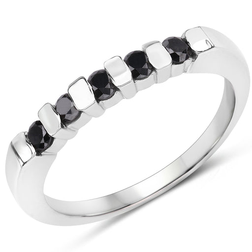 Bids.com 0.50 Carat Genuine Black Diamond .925 Sterling Silver Ring Rings White Smoke size 6.00,size 7.00,size 8.00,size 9.00