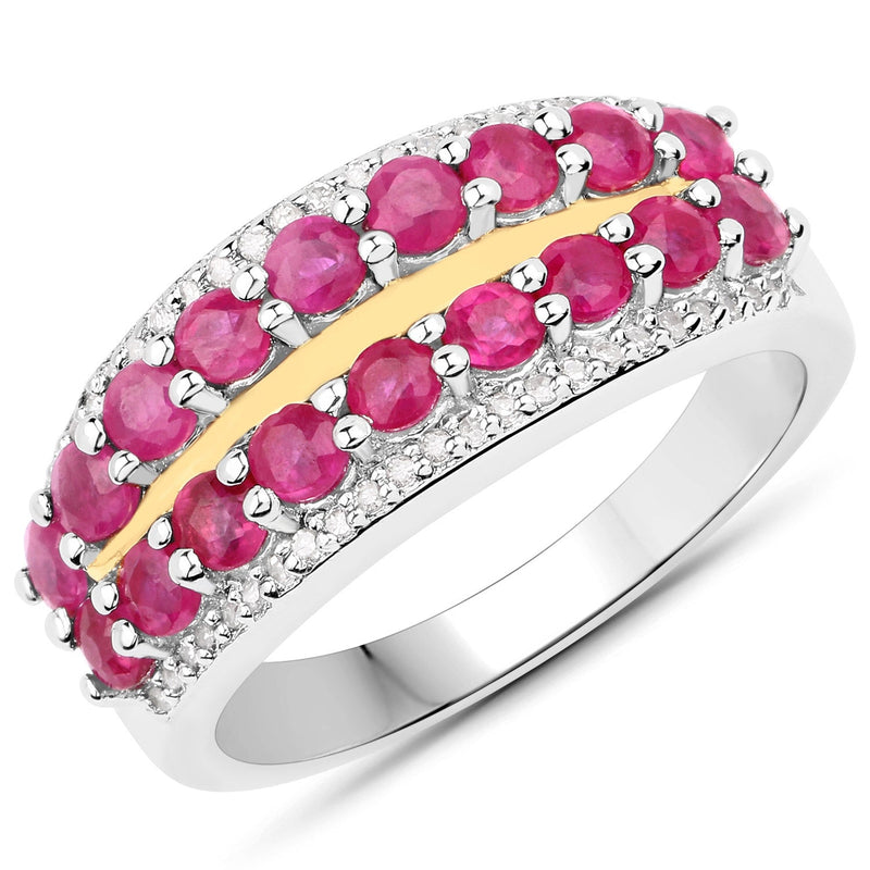 Bids.com 2.67 Carat Genuine Multi Stones .925 Sterling Silver with 14K Yellow Gold Ring Rings White Smoke size 7.00,size 6.00,size 8.00