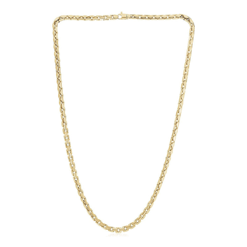 Bids.com 14k Yellow Gold High Polish Mens Fancy Box Necklace (5.0mm) Necklaces White Smoke 22 / Two-Tone Gold