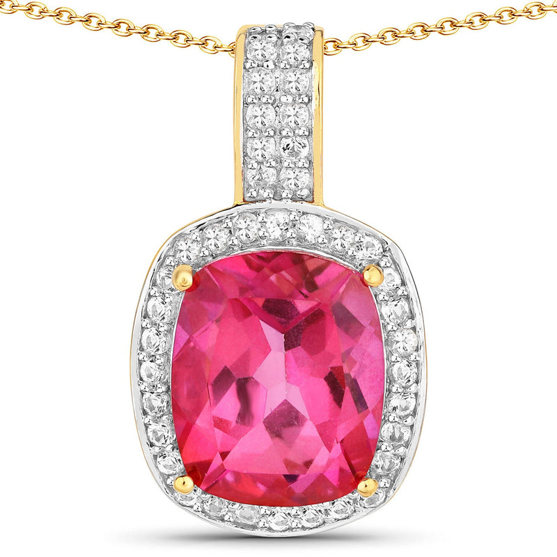Bids.com 6.87 Carat Genuine Pink Topaz and White Topaz .925 Sterling Silver Pendant Pendants White Smoke