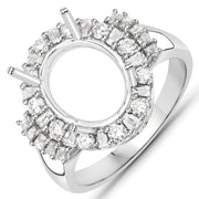 Bids.com 0.83 Carat Genuine White Diamond 14K White Gold Semi Mount Ring - holds 11x9mm Oval Gemstone Rings White Smoke size 7.00,size 6.00,size 8.00