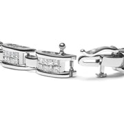 Bids.com 14K White Gold 3.0 Cttw Invisible Set Princess Cut Diamond Link and Buckle 7.25" Tennis Bracelet (I-J Color, I1-I2 Clarity) Bracelets White Smoke White.Gold / 7.25