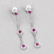 Bids.com 0.78 Carat Genuine Ruby .925 Sterling Silver Earrings Earrings Light Gray