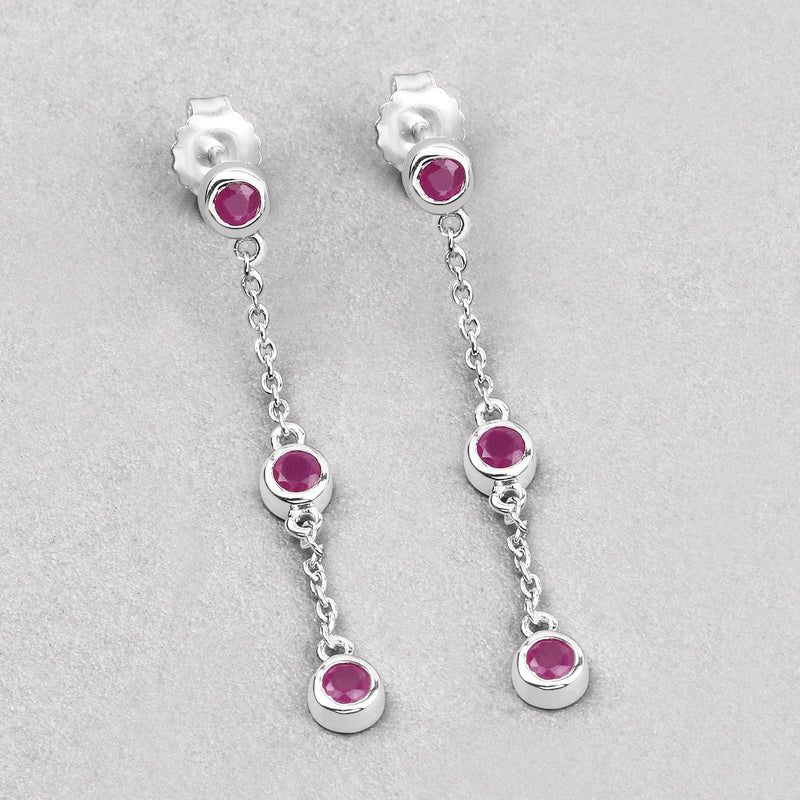 Bids.com 0.78 Carat Genuine Ruby .925 Sterling Silver Earrings Earrings Light Gray