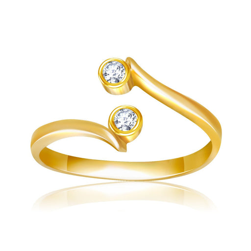 Bids.com 14k Yellow Gold Cubic Zirconia Accented Curve Ended Toe Ring Rings White Smoke Yellow Gold