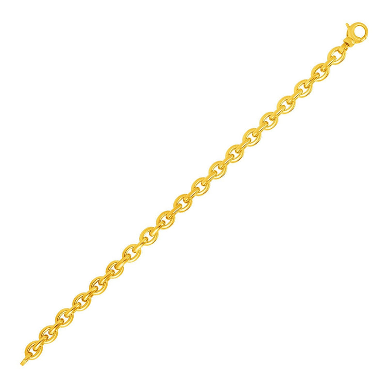 Bids.com 14k Yellow Gold Polished Oval Link Bracelet Bracelets White Smoke 7.5 / Yellow Gold