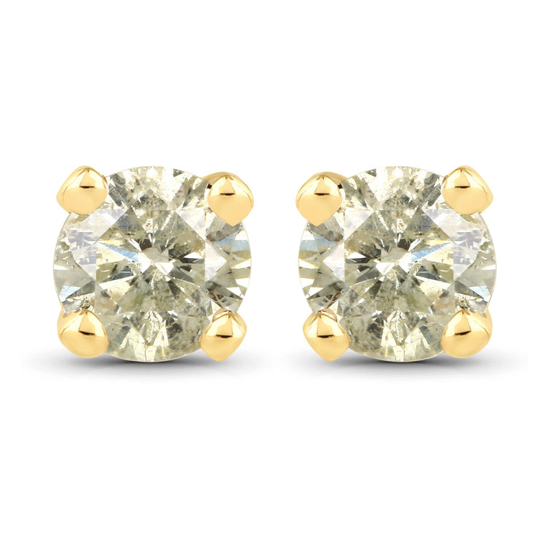 Bids.com 0.92 Carat Genuine LB Diamond 14K Yellow Gold Earrings Earrings White Smoke