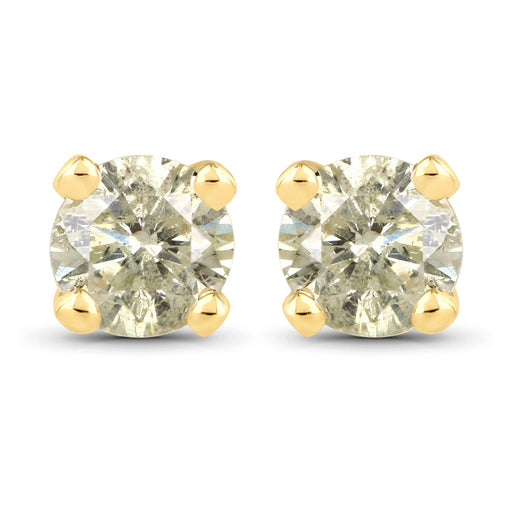 Bids.com 0.92 Carat Genuine LB Diamond 14K Yellow Gold Earrings Earrings White Smoke