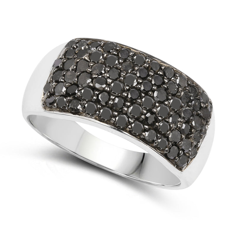 Bids.com 1.21 Carat Genuine Black Diamond .925 Sterling Silver Ring Rings White Smoke size 7.00,size 6.00,size 8.00,size 9.00