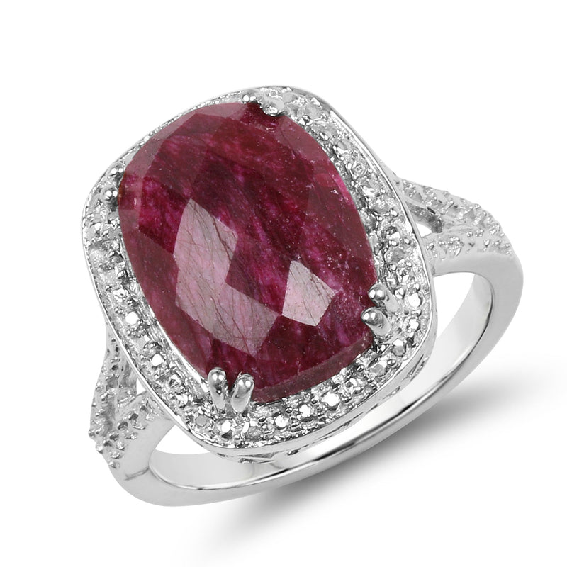 Bids.com 7.60 Carat Dyed Ruby .925 Sterling Silver Ring Rings White Smoke size 6.00,size 7.00,size 8.00,size 9.00,size 10.00,size 5.00