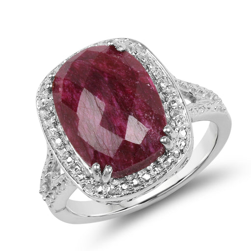 Bids.com 7.60 Carat Dyed Ruby .925 Sterling Silver Ring Rings White Smoke size 6.00,size 7.00,size 8.00,size 9.00,size 10.00,size 5.00