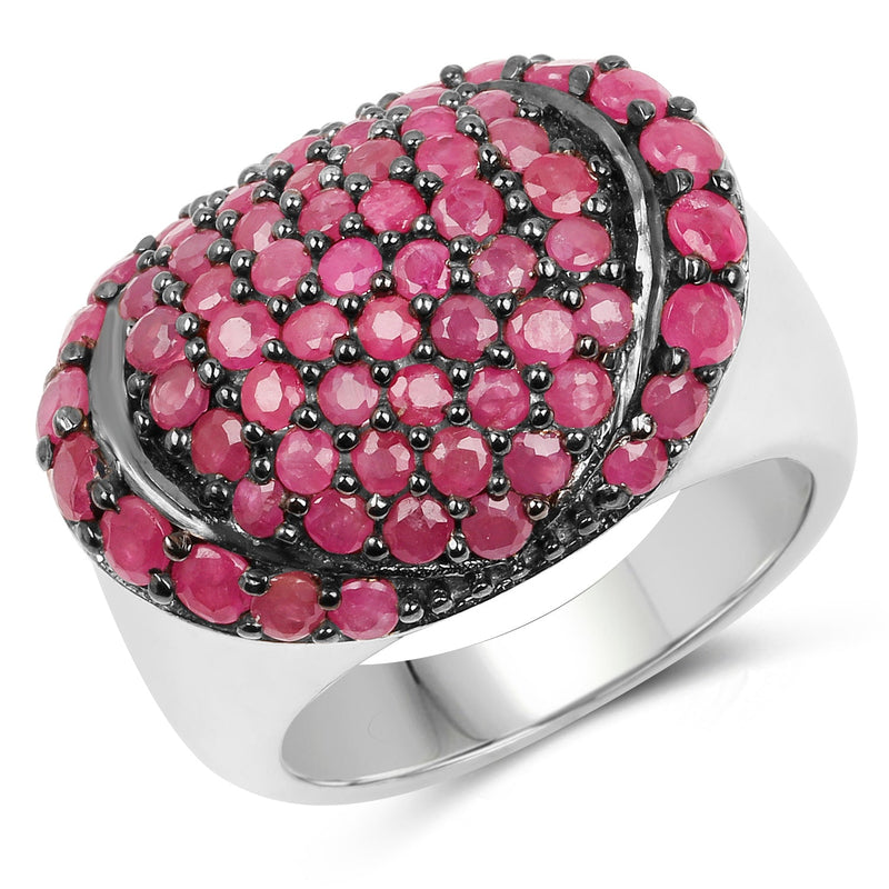 Bids.com 3.35 Carat Genuine Ruby .925 Sterling Silver Ring Rings White Smoke size 6.00,size 7.00,size 8.00,size 9.00