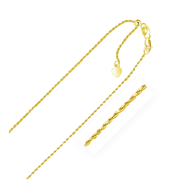 Bids.com 10k Yellow Gold Adjustable Rope Chain 1.0mm Necklaces White Smoke 22 / Yellow Gold,One / Yellow Gold