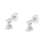Bids.com 14K White Gold 1/4 Cttw Double Diamond Drop and Dangle Stud Earrings (H-I Color, SI1-SI2 Clarity) Earrings White Smoke White.Gold / 0.25