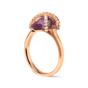 Bids.com 14K Rose Gold 1/5 Cttw Diamond Wrapped 15x15 MM Purple Amethyst Cocktail Ring (G-H Color, SI1-SI2 Clarity) Rings White Smoke 7 / Rose.Gold