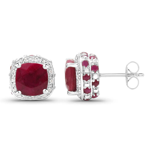Bids.com 6.12 Carat Dyed Ruby, Ruby and White Topaz .925 Sterling Silver Earrings Earrings White Smoke