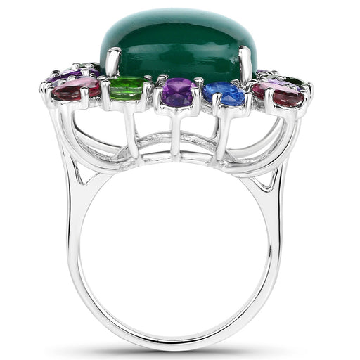 Bids.com 26.67 Carat Genuine Multi Stones .925 Sterling Silver Ring Rings White Smoke size 7.00,size 5.00,size 6.00,size 8.00,size 9.00,size 10.00,size 11.00