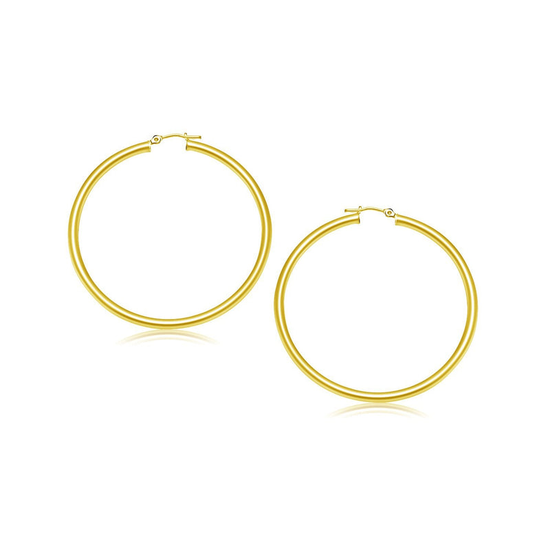 Bids.com 14k Yellow Gold Polished Hoop Earrings (25 mm) Earrings White Smoke Yellow Gold