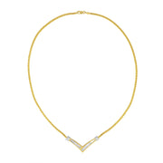 Bids.com 10K Yellow and White Gold 1/2 Cttw Princess Cut Diamond Channel-Set â€œVâ€ Shape 18" Franco Chain Necklace (H-I Color, SI2-I1 Clarity) Necklaces White Smoke YellowWhite.Gold / 18