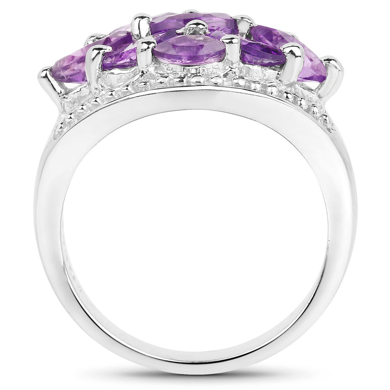 Bids.com 1.91 Carat Genuine  Amethyst .925 Sterling Silver Ring Rings White Smoke size 7.00,size 6.00,size 8.00,size 5.00,size 9.00