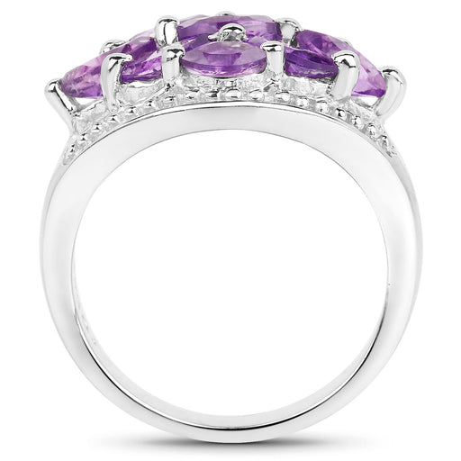 Bids.com 1.91 Carat Genuine  Amethyst .925 Sterling Silver Ring Rings White Smoke size 7.00,size 6.00,size 8.00,size 5.00,size 9.00