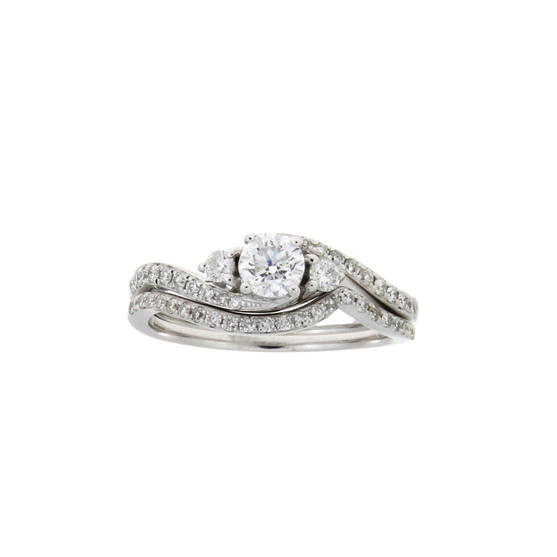 Bids.com .70ct Diamond Engagement Ring Set 14KT White Gold Rings White Smoke 7.0