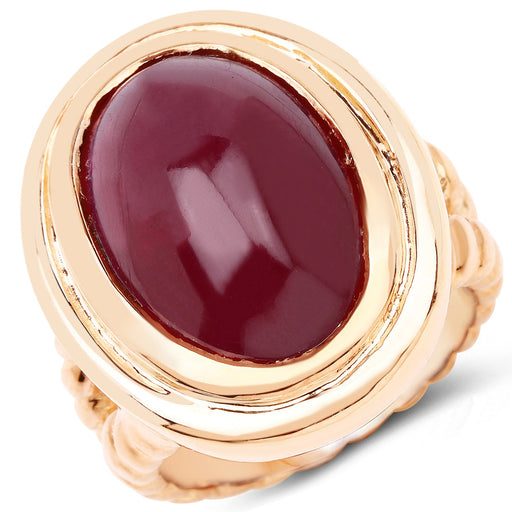 Bids.com 14K Rose Gold Plated 17.60 Carat Genuine Glass Filled Ruby .925 Sterling Silver Ring Rings White Smoke size 6.00,size 7.00,size 8.00,size 9.00