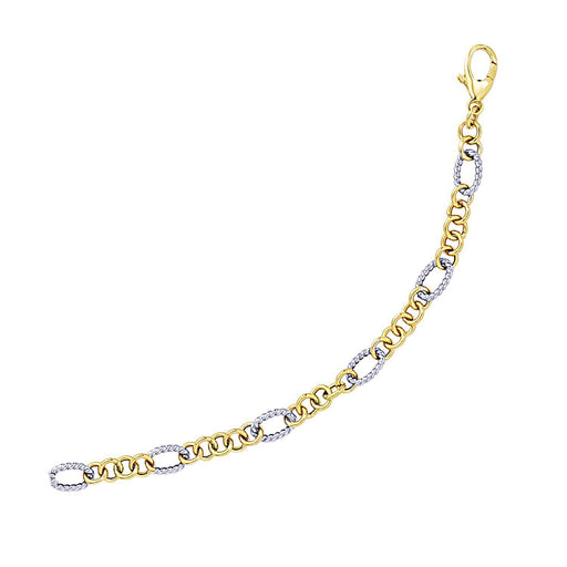 Bids.com 14k Two-Tone Gold Rope Motif Oval and Round Link Chain Bracelet Bracelets White Smoke 7.25 / Two-Tone Gold