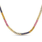 Bids.com 11.65 Carat Created Multi Sapphire .925 Sterling Silver Necklace Necklaces White Smoke