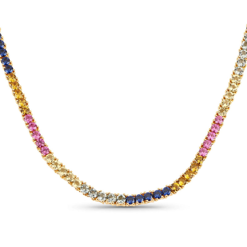 Bids.com 11.65 Carat Created Multi Sapphire .925 Sterling Silver Necklace Necklaces White Smoke