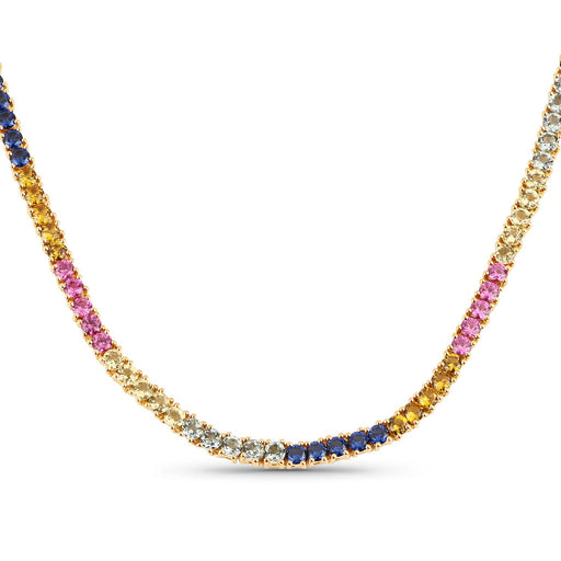 Bids.com 11.65 Carat Created Multi Sapphire .925 Sterling Silver Necklace Necklaces White Smoke
