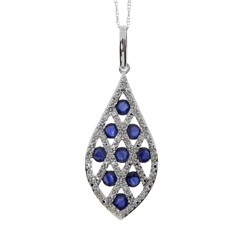 Bids.com .58ct Sapphire Diamond Fashion Pendants 14KT White Gold Pendants White Smoke 18